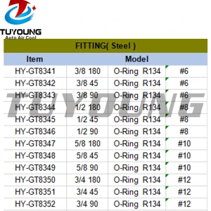 Car air conditioning fitting Aluminium #6 #8 #10 #12
