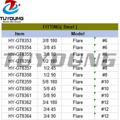 auto air conditioning fitting Aluminium #6 #8 #10 #12