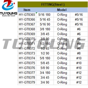 Car air conditioning fitting Aluminium #6 #8 #10 #12