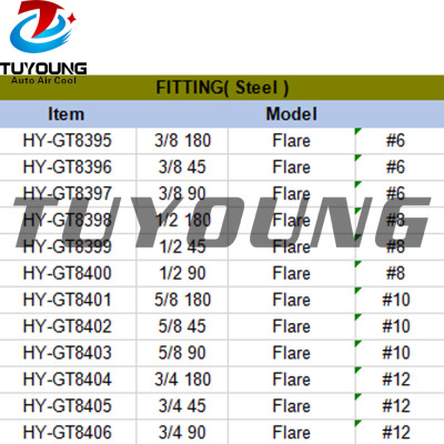 auto air conditioning fitting Aluminium #6 #8 #10 #12