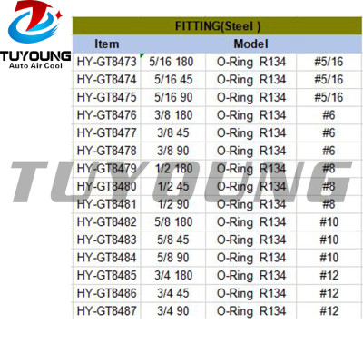 auto air conditioning fitting Aluminium #6 #8 #10 #12