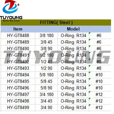 Car air conditioning fitting Aluminium #6 #8 #10 #12