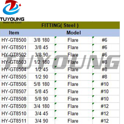 auto a/c fitting Aluminium #6 #8 #10 #12