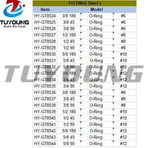 Car air conditioning fitting Aluminium #6 #8 #10 #12