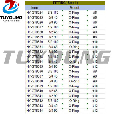 Car air conditioning fitting Aluminium #6 #8 #10 #12