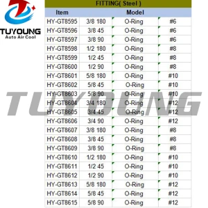 Car air conditioning fitting Aluminium #6 #8 #10 #12