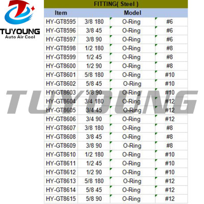 Car air conditioning fitting Aluminium #6 #8 #10 #12