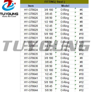 auto a/c fitting Aluminium #6 #8 #10 #12