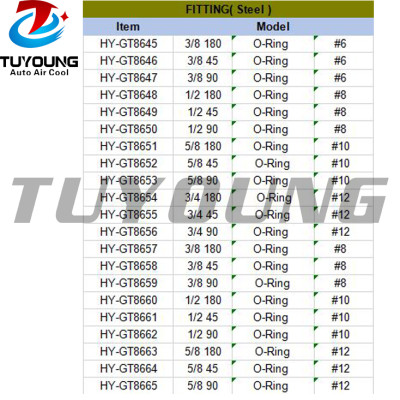auto air conditioning fitting Aluminium #6 #8 #10 #12