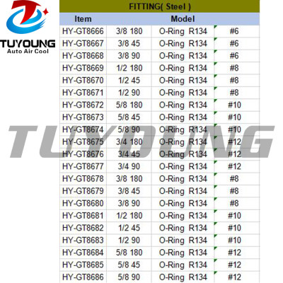 Car air conditioning fitting Aluminium #6 #8 #10 #12