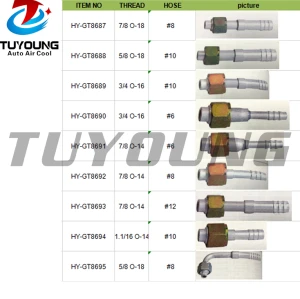 auto a/c fitting Aluminium #6 #8 #10 #12