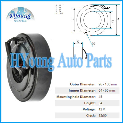 VS16 For FORD 12 V Auto a/c Compressor clutch coil, size: 97(OD)*64(ID)*45(MHD)*34(H) MM