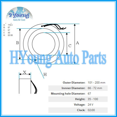 24V Auto ac compressor clutch coil for YORK size 116.5*67*67*40MM