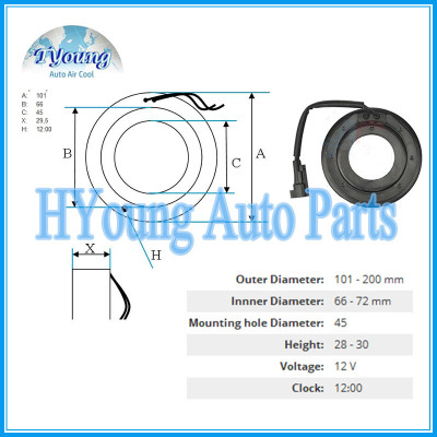 VS16 VISTEON Auto ac compressor clutch coil for FORD size 101*66*45*29.5MM