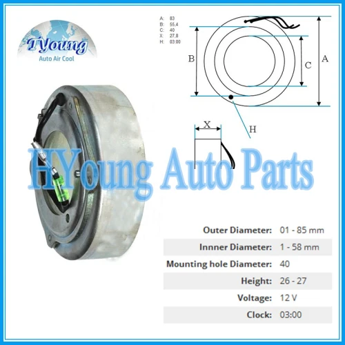 MSC Auto ac compressor clutch coil for MITSUBISHI size 83*55.4*40*27.8MM