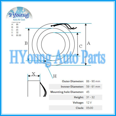HS-110R Auto ac compressor clutch coil for Honda CRV size 86*59*45*32MM
