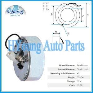 For Mazda 12V auto ac compressor Clutch Coil, size: 88(OD)*59(ID)*42(MHD)*33(H) MM