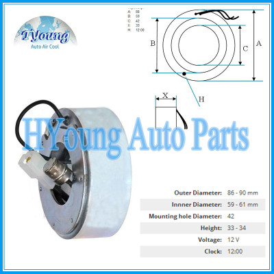For Mazda 12V auto ac compressor Clutch Coil, size: 88(OD)*59(ID)*42(MHD)*33(H) MM