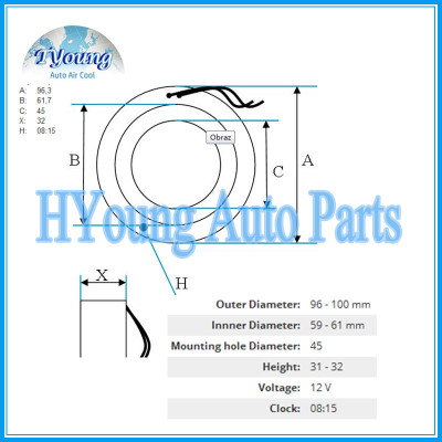 Halla Auto ac compressor clutch coil for Kia size 96.3*61.7*45*32MM
