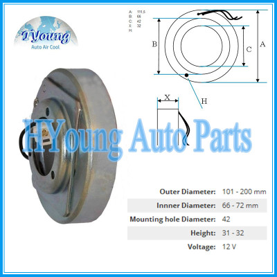 For Mazda 3 6 12V auto ac compressor clutch coil, size: 111,5(OD)*66(ID)*42(MHD)*32(H) MM