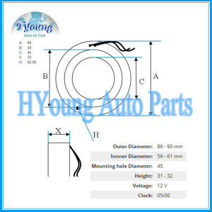 HS-110R hs110r auto ac compressor clutch coil for Honda CRV , size: 86(OD)*59(ID)*45(MHD)*32(H) MM