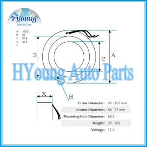 For Halla Kia ac compressor Clutch coil, size: 100.8(OD)*66(ID)*63.8(MHD)*35.5(H) MM