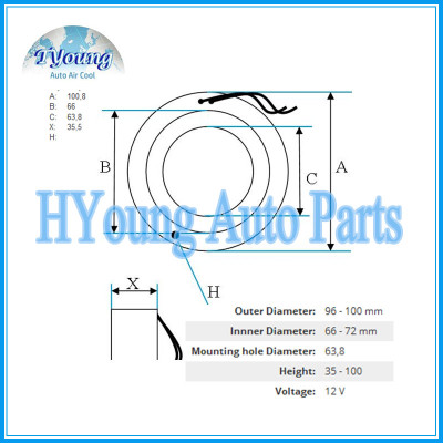 For Halla Kia ac compressor Clutch coil, size: 100.8(OD)*66(ID)*63.8(MHD)*35.5(H) MM