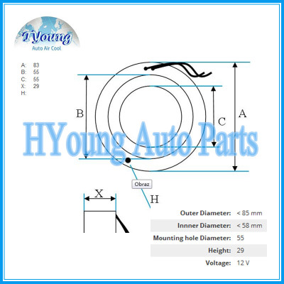 auto ac compressor clutch coil for CHEVROLET/ OPEL 12V size 83(OD)*55(ID)*55(MHD)*29(H) MM