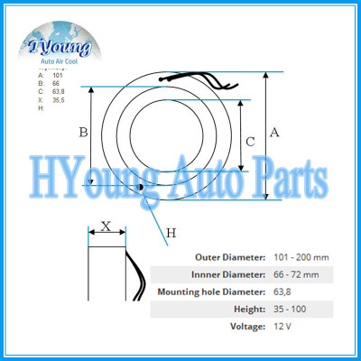 HALLA HS15 HS16 HS17 HS18 Auto ac compressor clutch coil for KIA HYUNDAI size 101*66*63.8*35.5MM