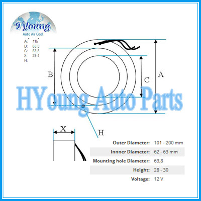 Auto ac compressor clutch coil for FORD FS FX size 105*63.5*63.8*29.4MM