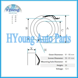 Auto ac compressor clutch coil for CHEVROLET OPEL Delphi  size 92*60*45*26MM