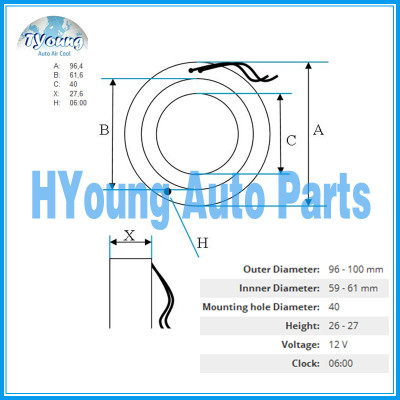 Denso 10PA 12V Auto ac compressor clutch coil for Hyundai Kia size 96.4* 61.6*40* 27.6MM