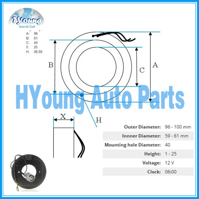 Denso 10S11 10S13 10S15 10S17 Auto ac compressor clutch coil for Honda Toyota Lexus size 96* 61*40* 25MM