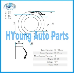 Denso 10PA1510PA17 10PA20 Auto ac compressor clutch coil size 96* 61*40*27MM