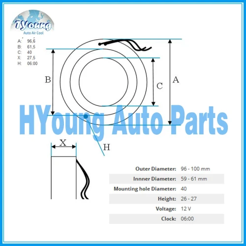 Denso 10PA1510PA17 10PA20 Auto ac compressor clutch coil size 96* 61*40*27MM