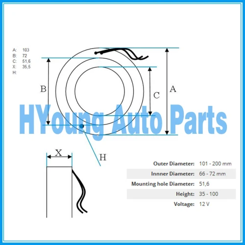 Auto ac compressor clutch coil for OPEL V5 DELPHI size 103*72*51.6*35.5MM