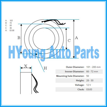CALSONIC Auto ac compressor clutch coil size 103*72*50*30MM
