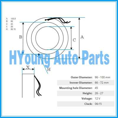 CALSONIC Auto ac compressor clutch coil size 100*66*45*26MM