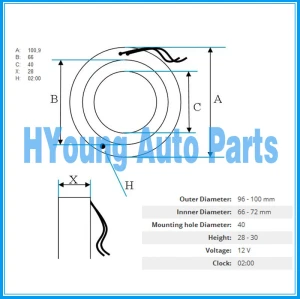 Auto a/c compressor Clutch Coil for NISSAN CALSONIC 12 V size 100(OD)*66(ID)*40(MHD)*28(H) MM
