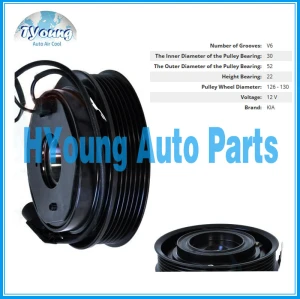 AUTO a/c compressor Clutch for Kia 6PK 130mm 12V bearing size 30*52*22mm