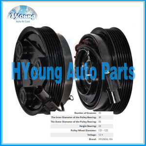 Halla HCC 125 mm 12V 6PK Auto ac compressor clutch for Hyundai Kia vehicle, bearing size 30x55x23mm