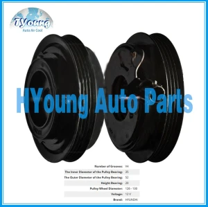 Halla HS-15 128mm 12V 4PK Auto a/c compressor clutch for Hyundai vehicle, bearing size 35x52x20mm