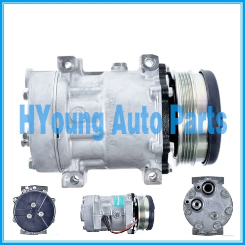 Sanden 7H15  6021 8148 air conditioning compressor FOR  Case New Holland TS110 Tractor Horizontal Pad 40405266