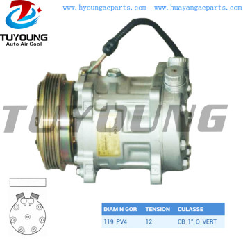 Auto aircon ac compressor  R12 SD708 119mm PV4 12V