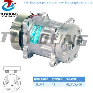 SD7H15 auto ac compressor 119mm PV8 12V O-Ring HOR