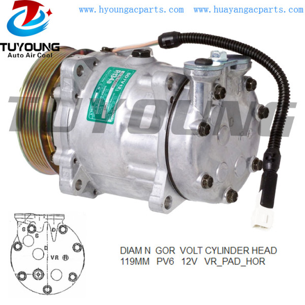 SD7V12 1501 1503 auto ac compressors PEUGEOT 206 1.4i 1998- 6453EH China factory direct sale