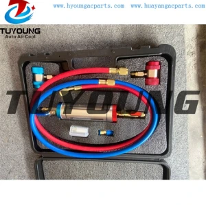 ​Automotive air conditioning freezing liquid filling device, with oil ejector, quick coupling, fitting hose