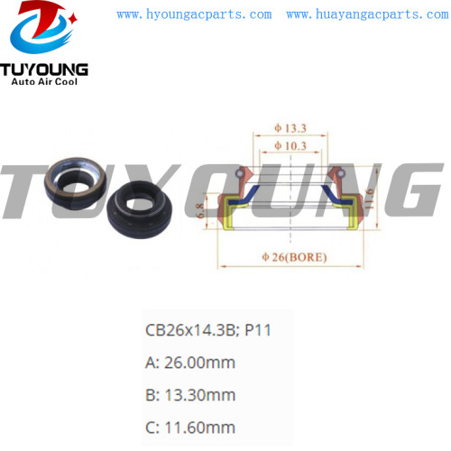 Good hardness, not easy to break Size 26* 13.3*11.6 mm auto air conditioning oil shaft seal