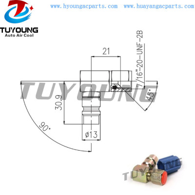 TUYOUNG best selling auto adapter for R12 R134A LP service port LOW ANGLE PRESSURE