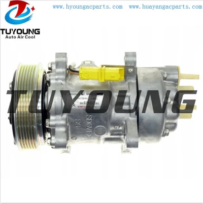 TUYOUNG Sanden 6V12 Auto a/c compressor for Peugeot 206 307 1.4 HDi 2.0 HDi 6453KW 6453LA 9639078280 9682930280 Sanden 1437 1460